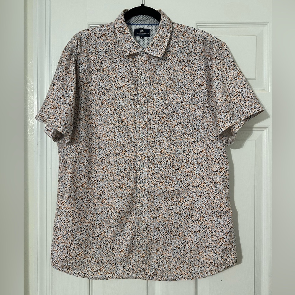 Michael Brandon Orange and Blue Dress Shirt Size Mens Large